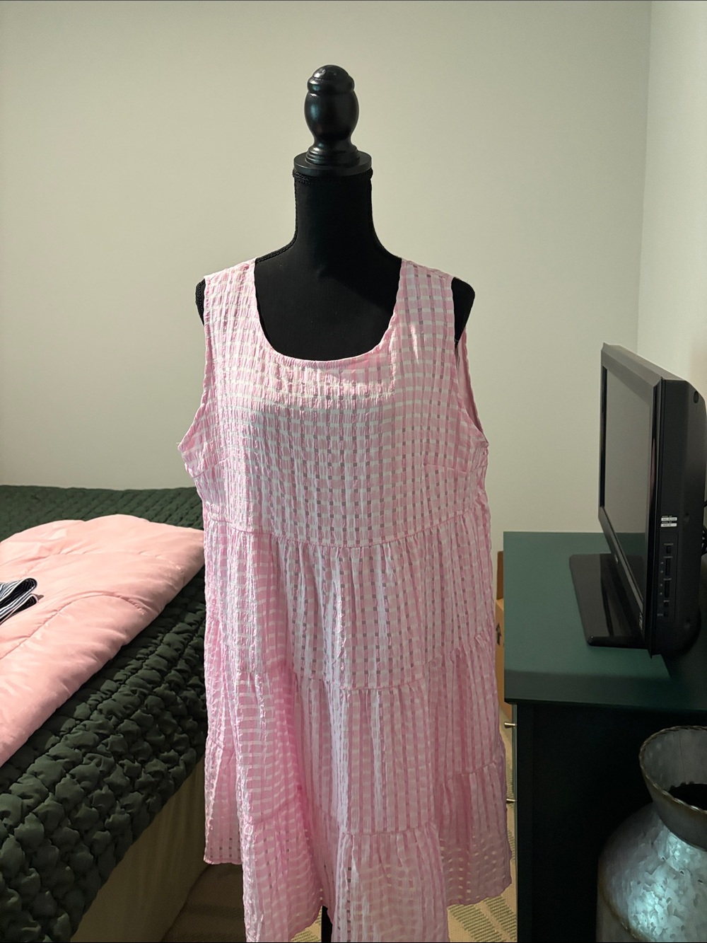 Pink Tiered Sleeveless Dress - Unbranded